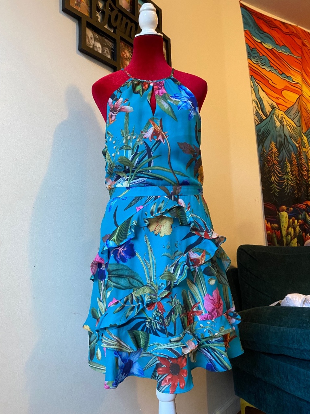 Parker Azule Sardinia Ruffled Halter Mini Dress